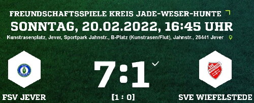 Freundschaftsspiel Ergebnis C-Junioren FSV Jever -SVE 20.02.22